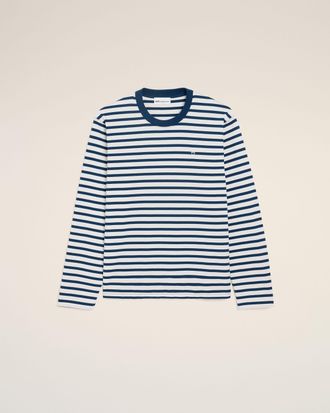 Ami Blue Cotton Long Sleeves Mariniere Ami De Coeur T-shirt Blue - XXXL - Unisex