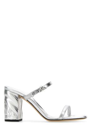Alexander McQueen Silver Leather Seal Heels