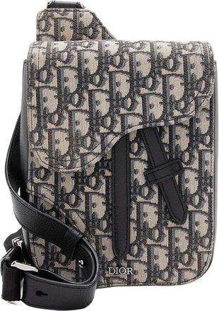 Dior Blue Leather Oblique Saddle Messenger (Authentic Pre-Loved)