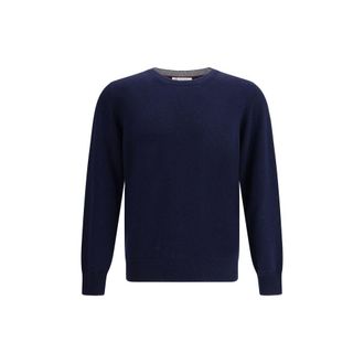 Brunello Cucinelli Brunello Cucinelli Mens Crew Neck Long Sleeve Sweater - Dark Blue Cashmere - Size EU 48 (Mens)