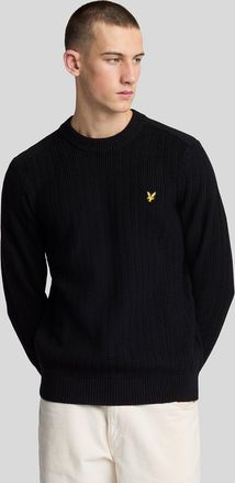 Lyle & Scott Geribbelde Ronde Hals Trui - Zwart