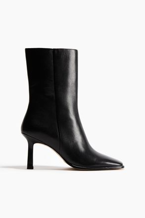 H&M Lederne Ankleboots mit Absatz - Schwarz