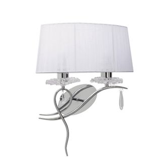 Netlighting Louise Wall Lamp Right 2 Light E27 White Shade Chrome Crystal in Grey