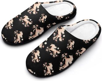 Generic Running Horse with Moon Cotton Slippers for Women Indoor Outdoor Slipper Slip-On Memory Foam Home Shoes