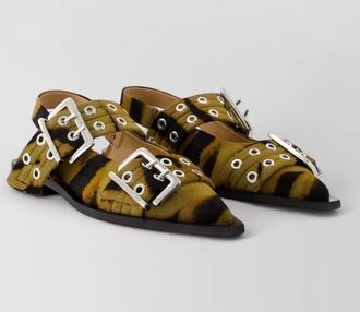Ganni cotton buckled zebra sandals