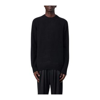 Altea Cashmere Knitwear, male, Black, Size: XL Cashmere Crew Neck Pullover Sweater