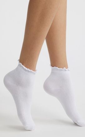 Stems Billie Ruffle Mid Crew Socks in White at Nordstrom