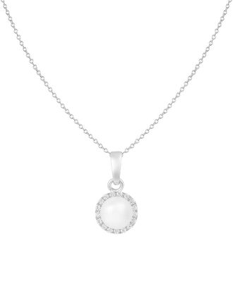 Splendid Pearls Silver 6.5-7Mm Pearl Cz Set