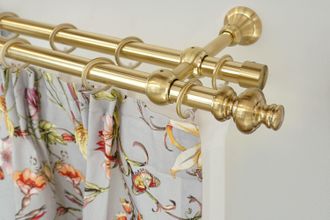 Garesa Gardinenstange »ANDREA« Ø 20 mm 2 läufig-läufig Wunschmasslänge Vorhanggarnitur, verlängerbar, Endknopf Profil gross, mit Ringen