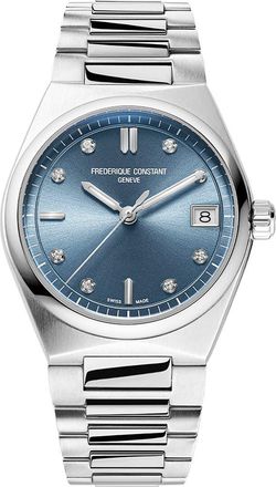 Frederique Constant Highlife Diamond Quartz Bracelet Watch, 31mm in Silver-Tone/blue at Nordstrom