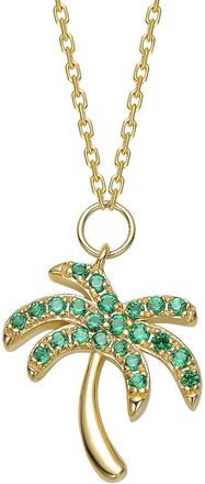 Rachel Glauber 14K Plated Cz Palm Necklace