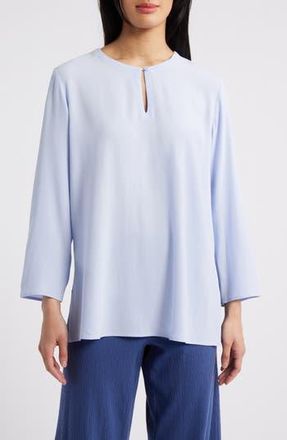Eileen Fisher Bracelet Sleeve Silk Tunic in Bellflower at Nordstrom Rack, Size Xx-Small