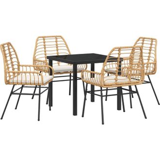 vidaXL Vidaxl - Conjunto De Comedor De Jard&iacute;n 5 Pcs Marr&oacute;n Rat&aacute;n Sint&eacute;tico