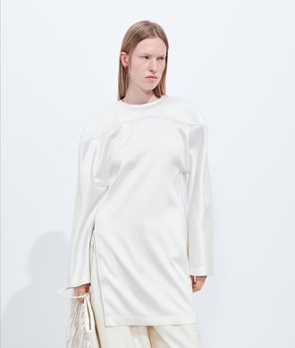 Bottega Veneta Top in lana e satin di seta - Bianco - Donna - 38