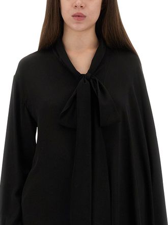 Balenciaga Silk with Attached Scarf Blouse - Black