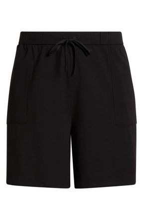 Eileen Fisher Stretch Organic Cotton Drawstring Shorts in Black at Nordstrom, Size 1X