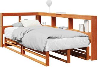 vidaXL Cama Con Estanter&iacute;a Sin Colch&oacute;n Madera Maciza Marr&oacute;n 75x190 Cm Vidaxl