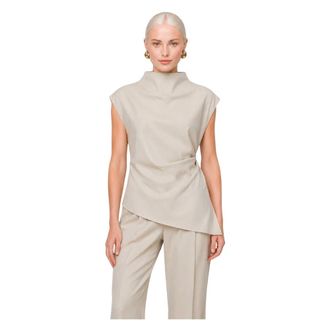 Kocca Overhemden, Dames, Beige, XS, Leer, Mouwloze Top & Broek Set