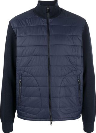 Ralph Lauren Purple Label zip-front padded-panel sweater - men - Polyamide/Wool/Polyamide/Polyester - L - Blue
