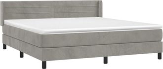 vidaXL Vidaxl - Cama Box Spring Con Colch&oacute;n Terciopelo Gris Claro 160x200 Cm