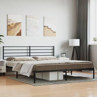Berkfield Home Metal Bed Frame with Headboard Black 200x200 cm