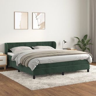 vidaXL Vidaxl - Cama Box Spring Con Colch&oacute;n Terciopelo Verde Oscuro 180x200 Cm