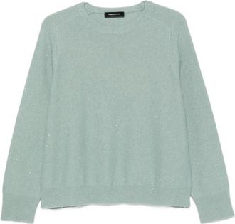 Fabiana Filippi Trui van wol en zijde - Dames - Ronde hals truien - Groen - 3XS - Wol - Truien & Vesten
