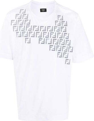 Fendi FF logo crew-neck T-shirt - men - Cotton/Polyester - S - White