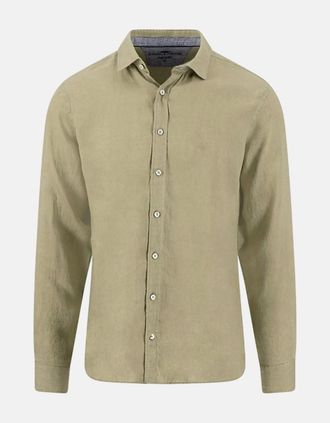 Fynch-Hatton Mens Kent Collar Pure Linen Shirt Pistachio - Navy - Size: 40/Regular