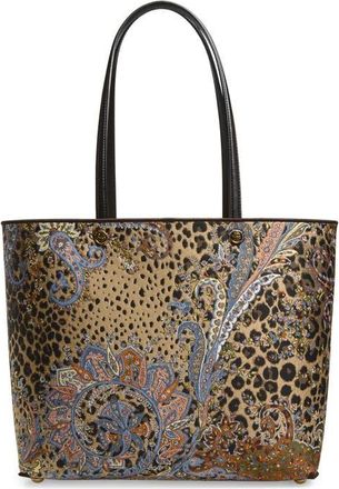 Etro Essential Leopard Jacquard Tote in Beige at Nordstrom