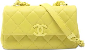 Chanel 2020-2021 quilted chain-strap shoulder bag - Yellow
