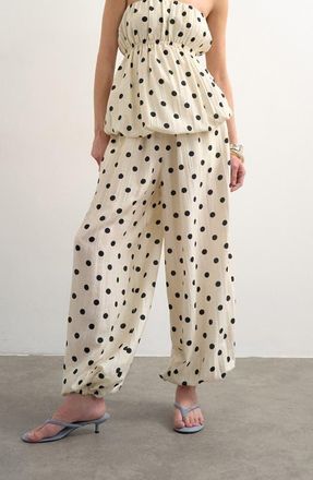 Topshop Dot Balloon Pants in White at Nordstrom, Size 18