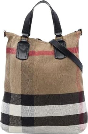 Burberry Pre-owned Mega Check Satchel - Dames - Vintage Handtas - Bruin - ONE Size - Leer - Vintage