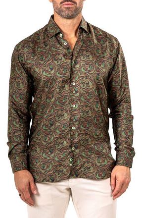 Maceoo Fibonacci Marthyr 0244 Contemporary Fit Button-Up Shirt in Green at Nordstrom, Size 3