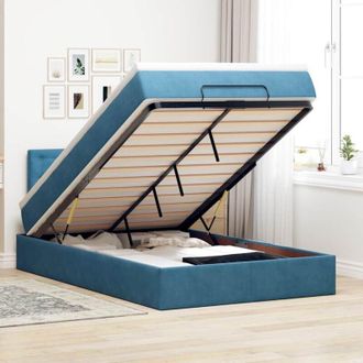 vidaXL Estructura De Cama Otomana Colch&oacute;n Terciopelo Azul Oscuro Vidaxl