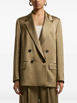 PESERICO double-breasted satin blazer - Green