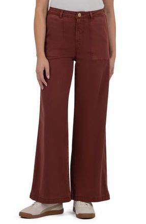 Kut from the Kloth Meg Patch Pocket High Waist Wide Leg Pants in Rust at Nordstrom Rack, Size 2