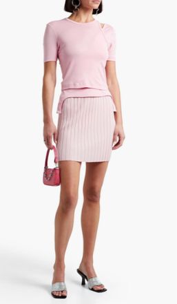 Helmut Lang Ribbed Wood Mini Skirt In Pink