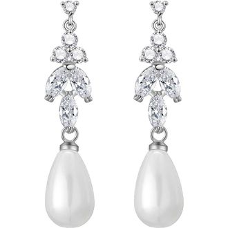 Untamed Petals Leo Pearl and Crystal Drop Earrings in Silver at Nordstrom