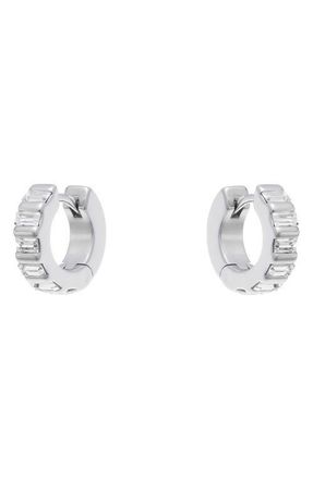 Reiss Liza Linear Crystal Huggie Hoop Earrings in Silver Tone /Clear Crystal at Nordstrom