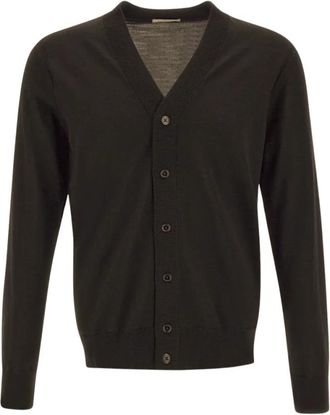 Paolo Pecora Virgin Wool Cardigan - Heren - Vesten - Bruin - XL - Wol - Truien & Vesten