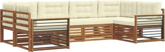 vidaXL Conjunto De Sof&aacute;s De Exterior 6 Uds. Natural Y Crema Vidaxl