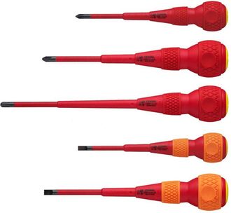 None VESSEL Cacciavite BALL GRIP VDE (isolati) Crociforma/piatto, set di 5 pezzi