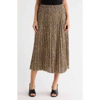 Nordstrom Rack Chiffon Pleated Midi Skirt in Beige Humus- Black Camo at Nordstrom Rack, Size X-Small