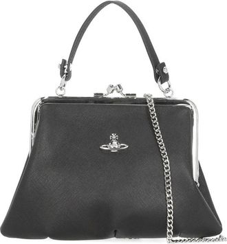 Vivienne Westwood Black Granny Frame Leather Top-Handle Bag