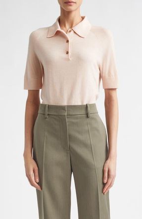 Victoria Beckham Extrafine Merino Wool Polo in Pale Rose at Nordstrom, Size X-Large