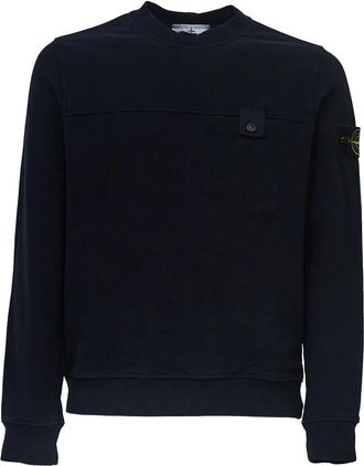 Stone Island Crewneck Sweatshirt - Heren - Sweatshirts - Blauw - M - Katoen - Hoodies & sweatvesten