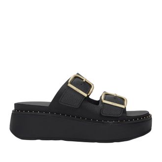 FitFlop Fitflop Womens Gen-FF Max Buckle Tumbled-Leather Two-Bar Slides in All