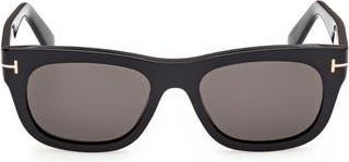 Tom Ford 54mm Square Sunglasses in Shiny Black /Smoke at Nordstrom Rack