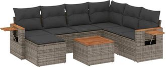 vidaXL Vidaxl - Set De Sof&aacute;s De Jard&iacute;n 8 Pzas Y Cojines Rat&aacute;n Sint&eacute;tico Gris